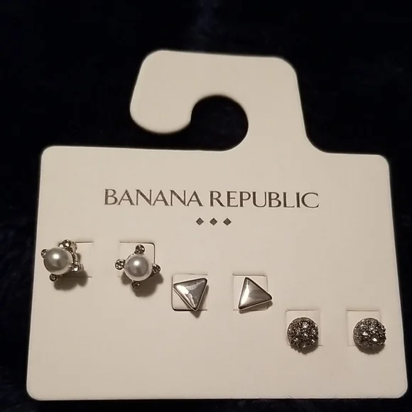 Banana Republic Silver and Pearl Earring Trio - Picture 1 of 5